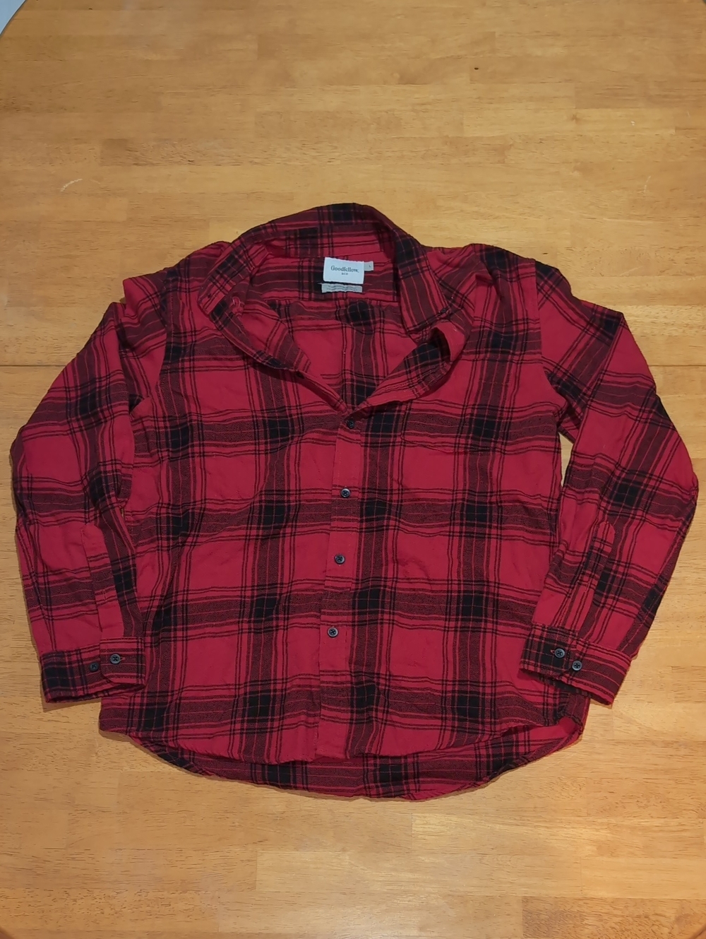 Goodfellow & Co Red and Black Plaid Button-Down Shirt